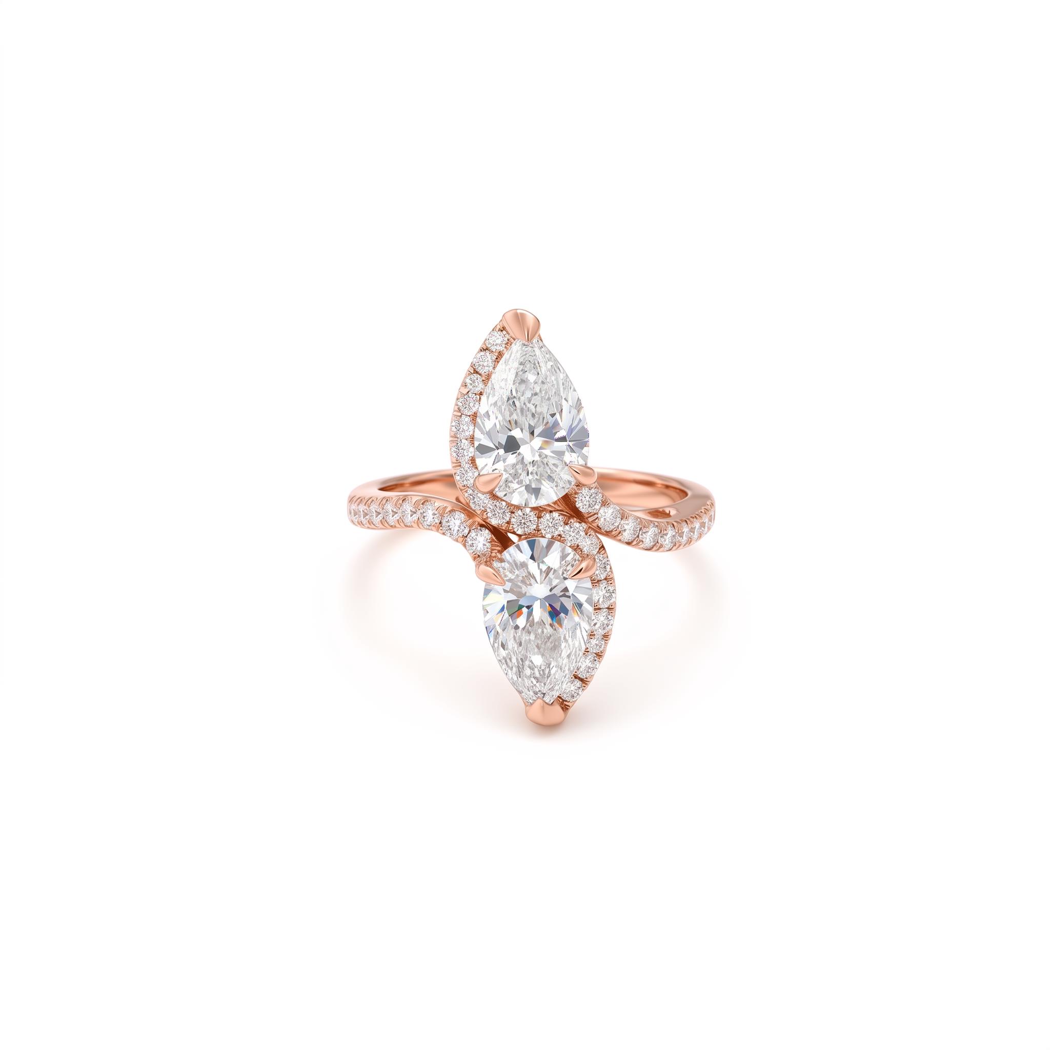 2.25ct. tw. Pear Cut Two Stone VVS Moissanite Pave Engagement Ring 2.25ct. tw. Pear Cut Two Stone VVS Moissanite Pave Engagement Ring