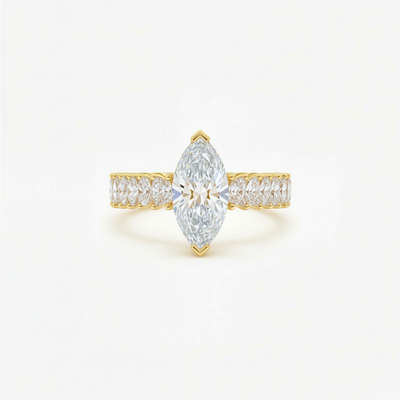 6.18CT Marquise Cut VVS Moissanite Pave Engagement Ring