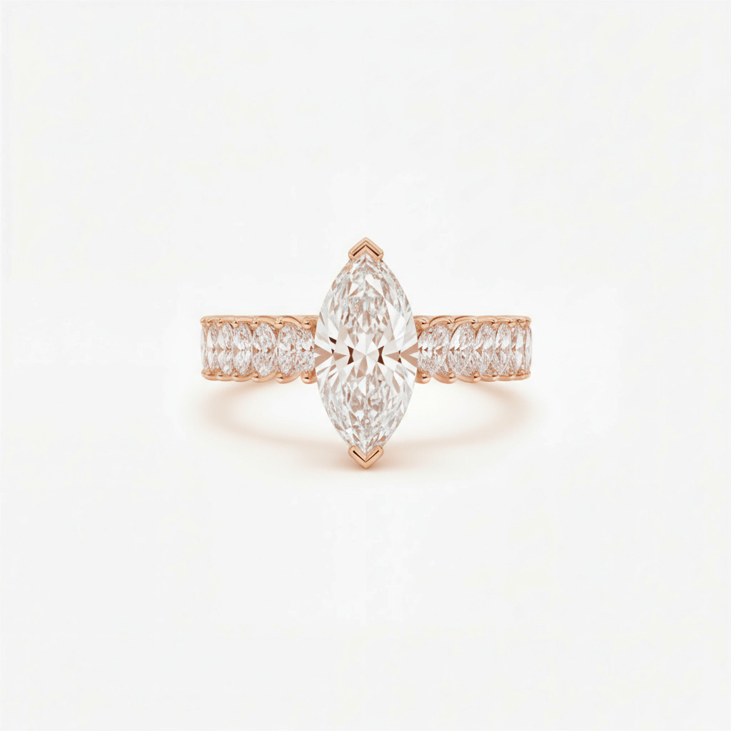 6.18CT Marquise Cut VVS Moissanite Pave Engagement Ring