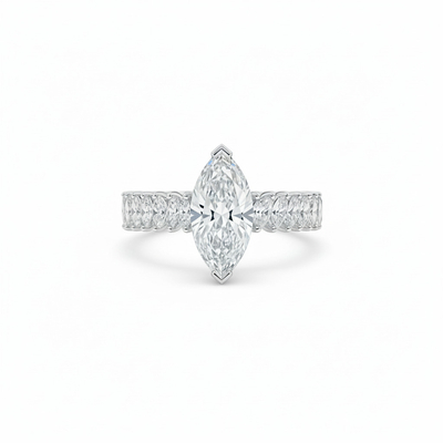 6.18CT Marquise Cut VVS Moissanite Pave Engagement Ring