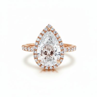 4.95CT Pear Cut VVS Moissanite Halo Engagement Ring