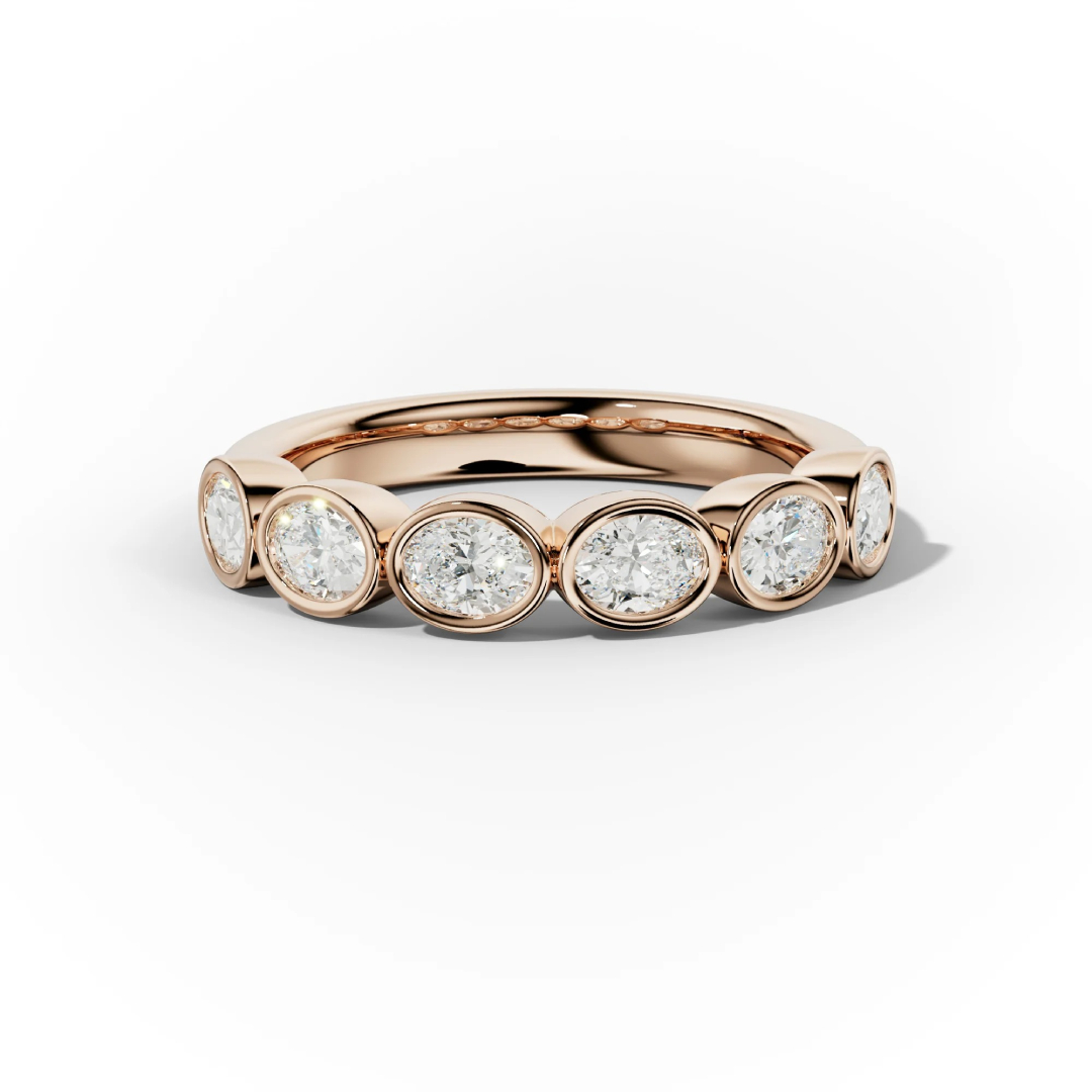 Bezel Set Oval Cut VVS Moissanite Wedding Band Bezel Set Oval Cut VVS Moissanite Wedding Band