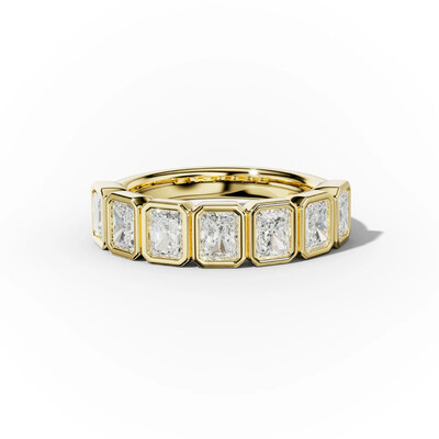 Bezel Set Radiant Cut VVS Moissanite Wedding Band