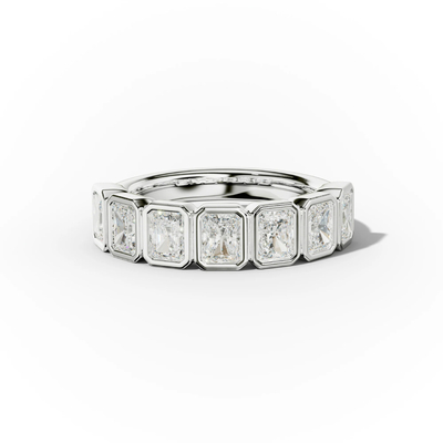 Bezel Set Radiant Cut VVS Moissanite Wedding Band