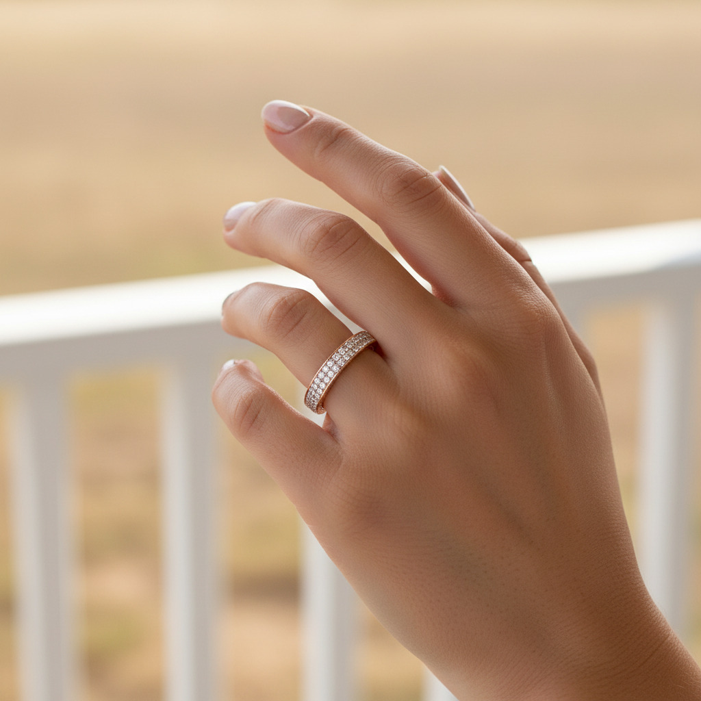 1.09CT Round Cut VVS Moissanite Three Sided Wedding Ring