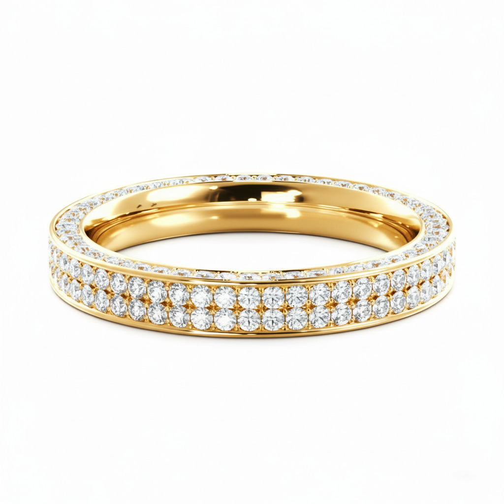 1.09CT Round Cut VVS Moissanite Three Sided Wedding Ring