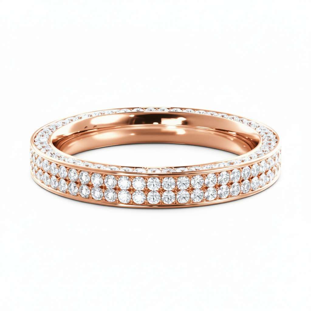 1.09CT Round Cut VVS Moissanite Three Sided Wedding Ring