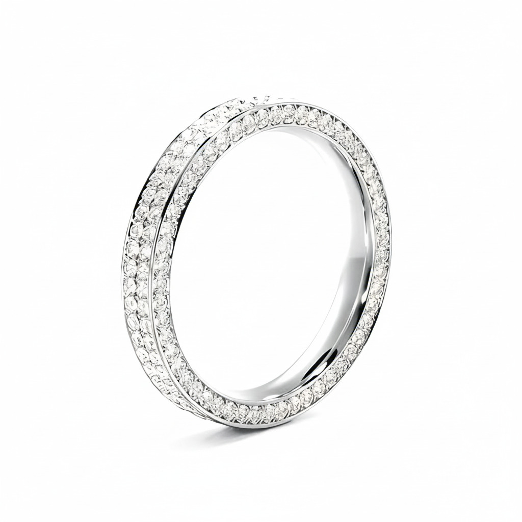 1.09CT Round Cut VVS Moissanite Three Sided Wedding Ring