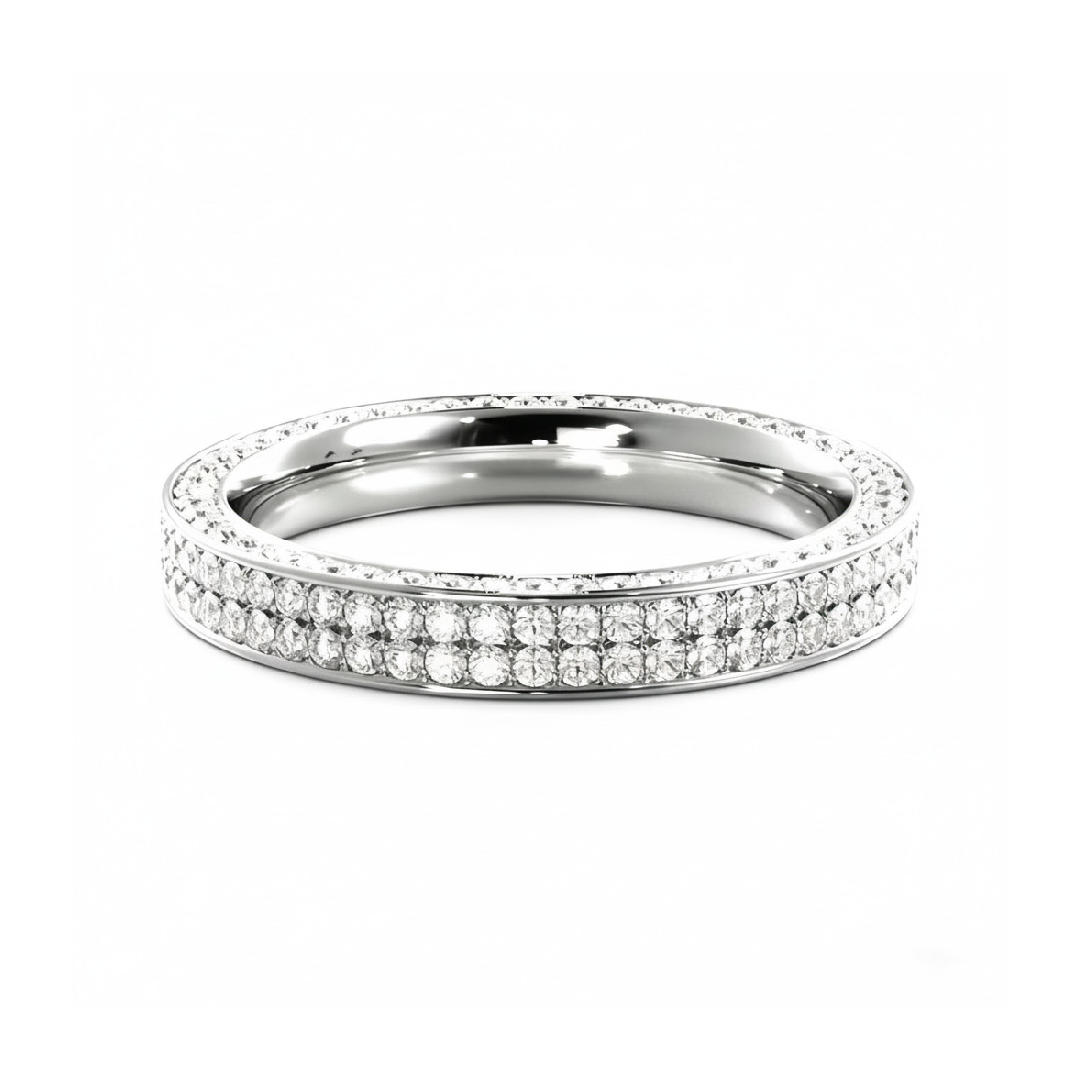 1.09CT Round Cut VVS Moissanite Three Sided Wedding Ring