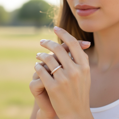 2.02 ct Princess & Round Cut VVS Moissanite Pave Wedding Band