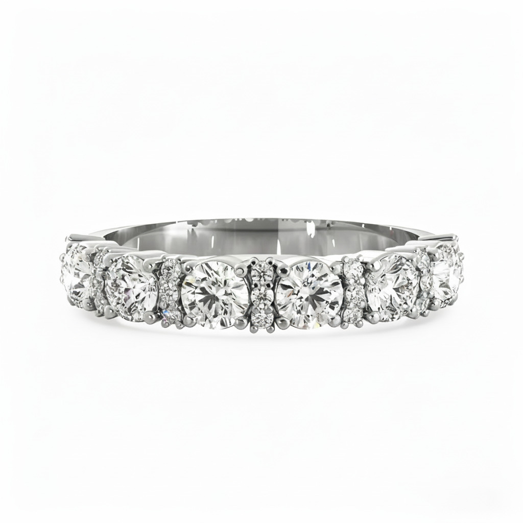 2.46CT Round Cut VVS Moissanite Halo Wedding Band