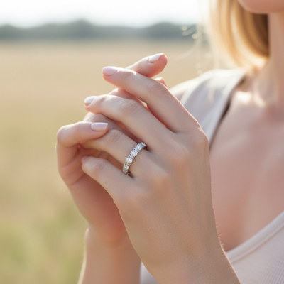 2.46CT Round Cut VVS Moissanite Halo Wedding Band