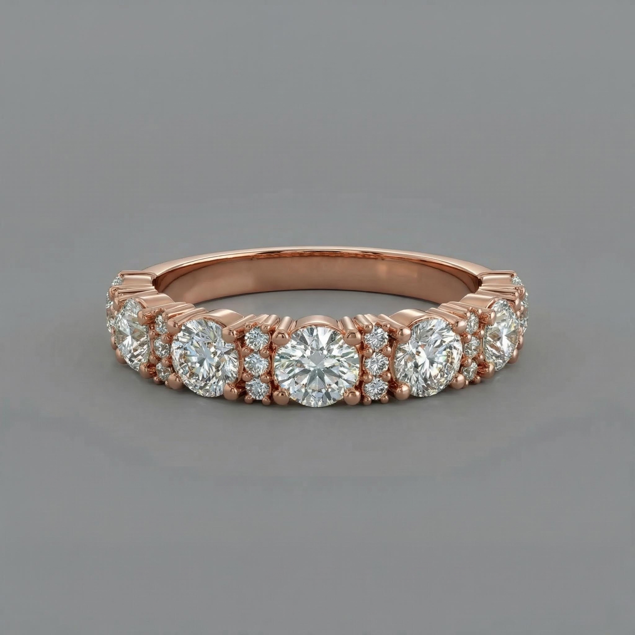 2.46CT Round Cut VVS Moissanite Halo Wedding Band