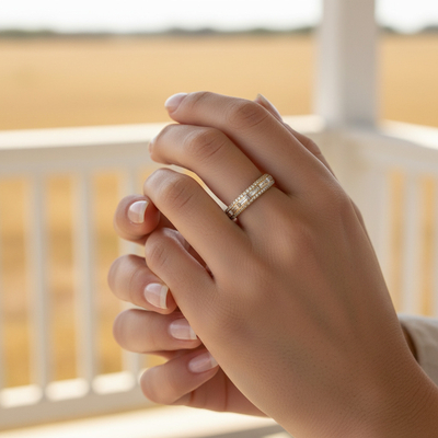 1.78CT Round & Emerald Cut VVS Moissanite Pave Wedding Band