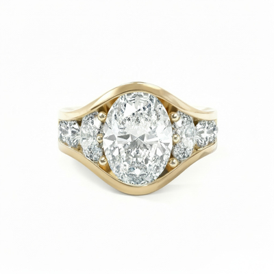 4.56CT Oval Cut VVS Moissanite Full Channel Set Engagement Ring