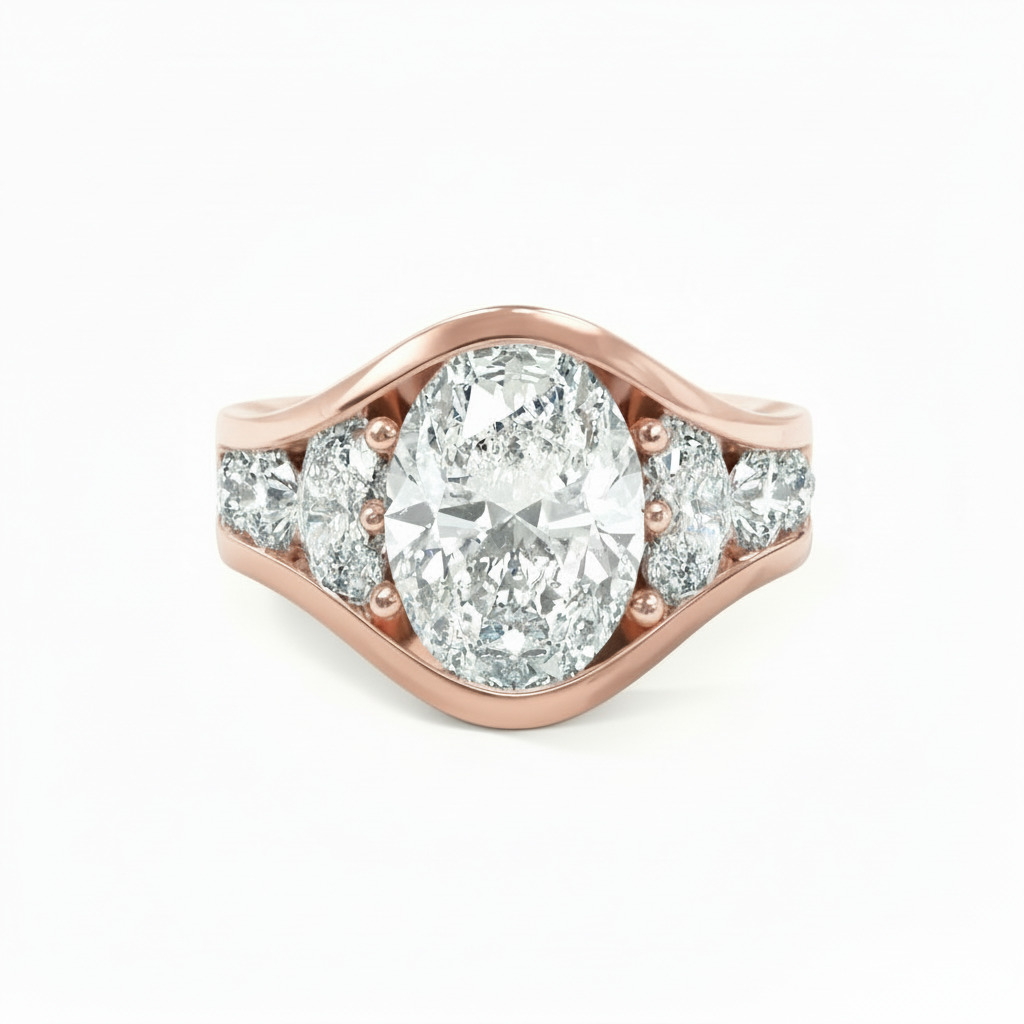 4.56CT Oval Cut VVS Moissanite Full Channel Set Engagement Ring