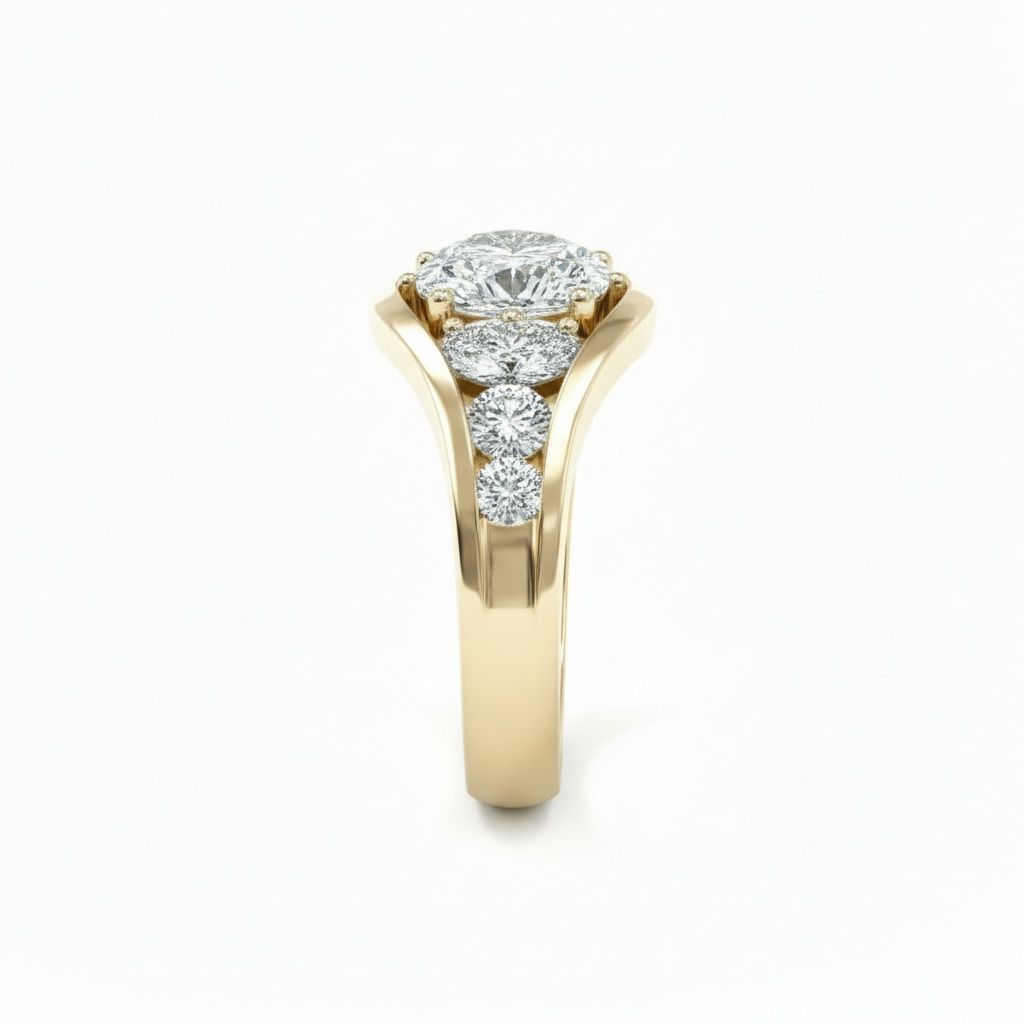 4.56CT Oval Cut VVS Moissanite Full Channel Set Engagement Ring