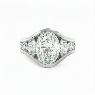 4.56CT Oval Cut VVS Moissanite Full Channel Set Engagement Ring