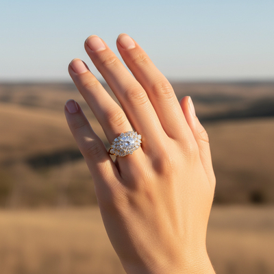 5.98CT Round Cut VVS Moissanite Cluster Engagement Ring