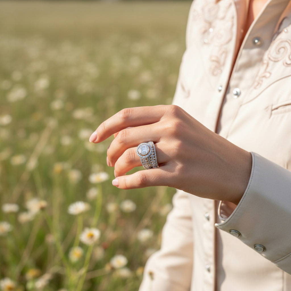 Marquise & Emerald Cut VVS Moissanite Pave Engagement Ring Set Marquise & Emerald Cut VVS Moissanite Pave Engagement Ring Set