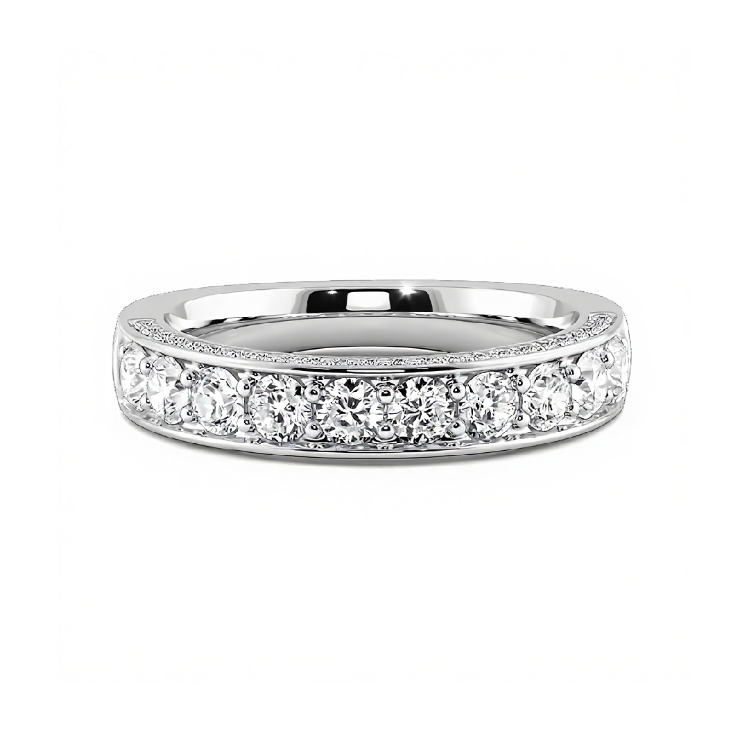 1.2CT Round Cut VVS Moissanite Three Sided Wedding Band 1.2CT Round Cut VVS Moissanite Three Sided Wedding Band