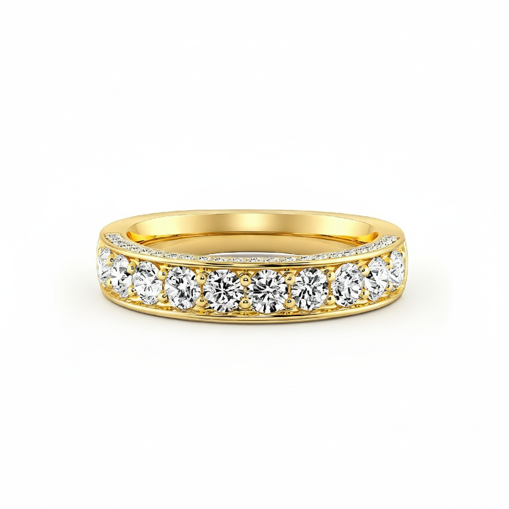 1.2CT Round Cut VVS Moissanite Three Sided Wedding Band 1.2CT Round Cut VVS Moissanite Three Sided Wedding Band