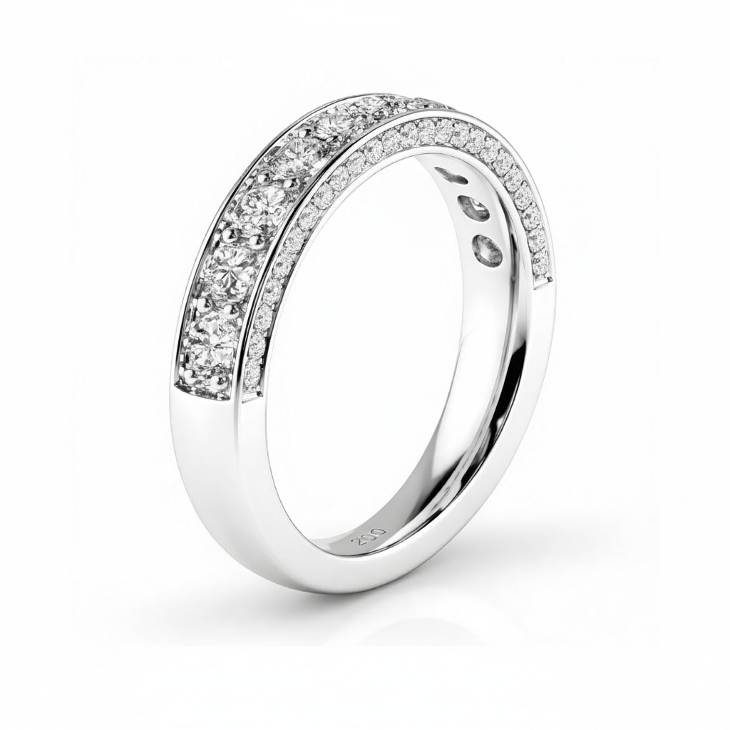 1.2CT Round Cut VVS Moissanite Three Sided Wedding Band 1.2CT Round Cut VVS Moissanite Three Sided Wedding Band