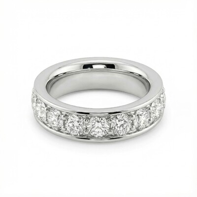 1.2CT Round Cut VVS Moissanite Three Sided Wedding Band