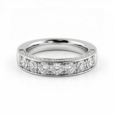 1.2CT Round Cut VVS Moissanite Three Sided Wedding Band