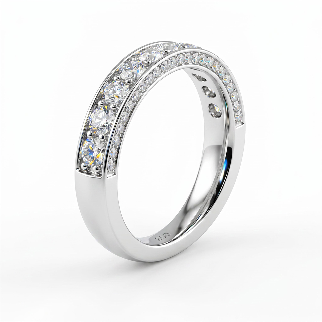 2.46ct. tw. Round Cut VVS Moissanite Three Sided Wedding Band