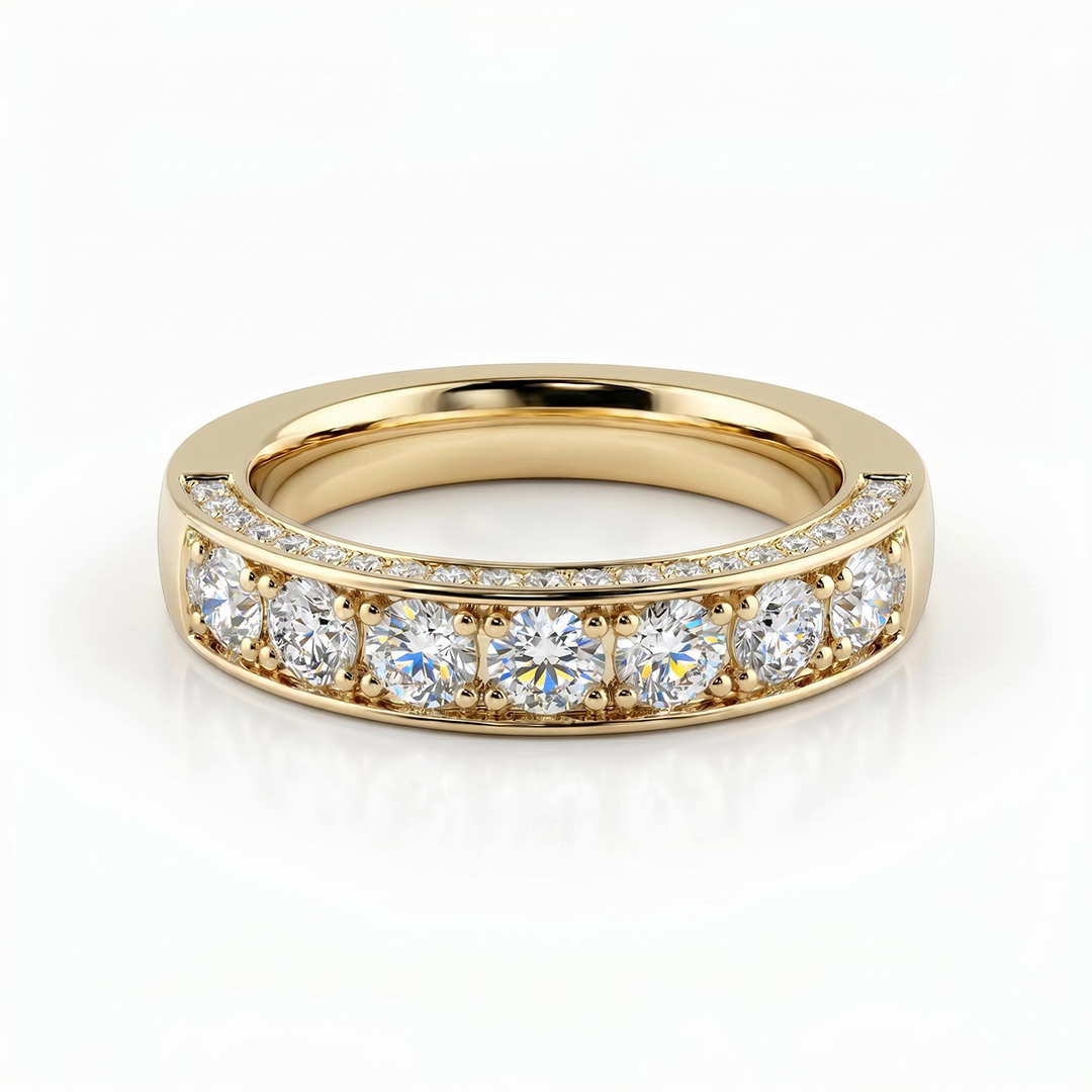 2.46ct. tw. Round Cut VVS Moissanite Three Sided Wedding Band
