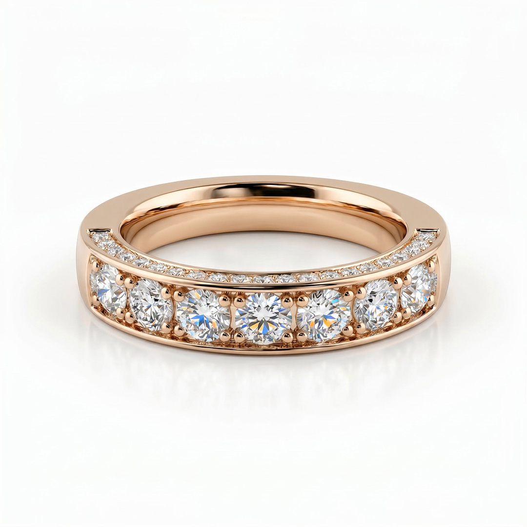 2.46ct. tw. Round Cut VVS Moissanite Three Sided Wedding Band