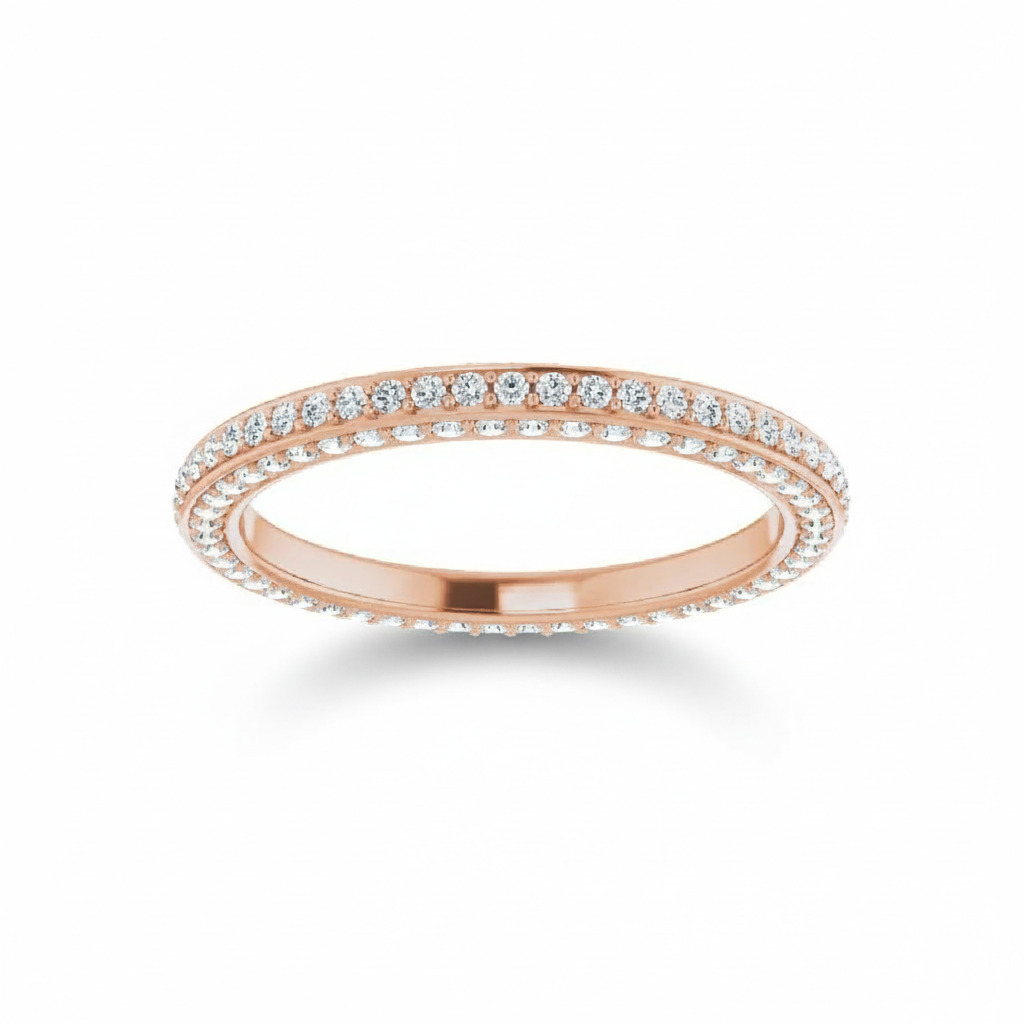 0.75CT Round Cut VVS Moissanite Pave Wedding Band