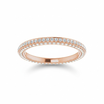 0.75CT Round Cut VVS Moissanite Pave Wedding Band