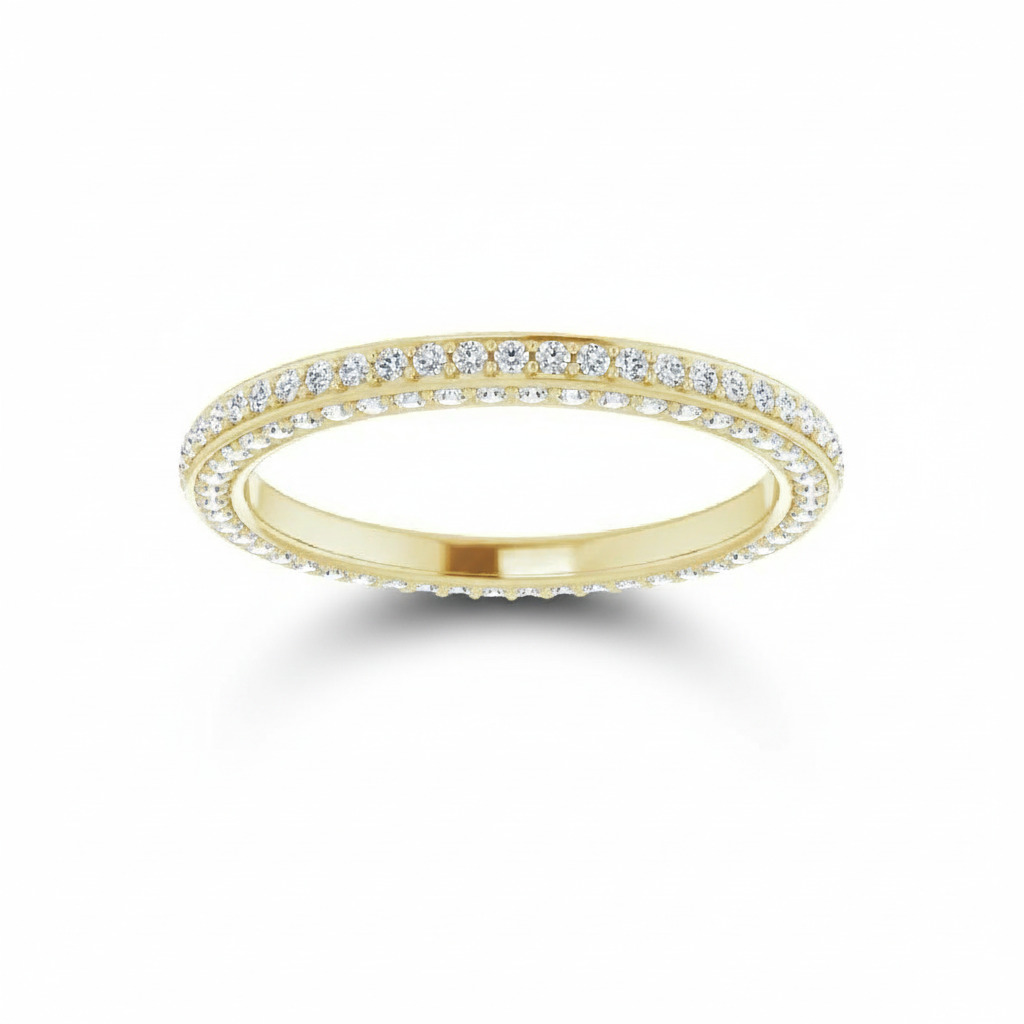 0.75CT Round Cut VVS Moissanite Pave Wedding Band