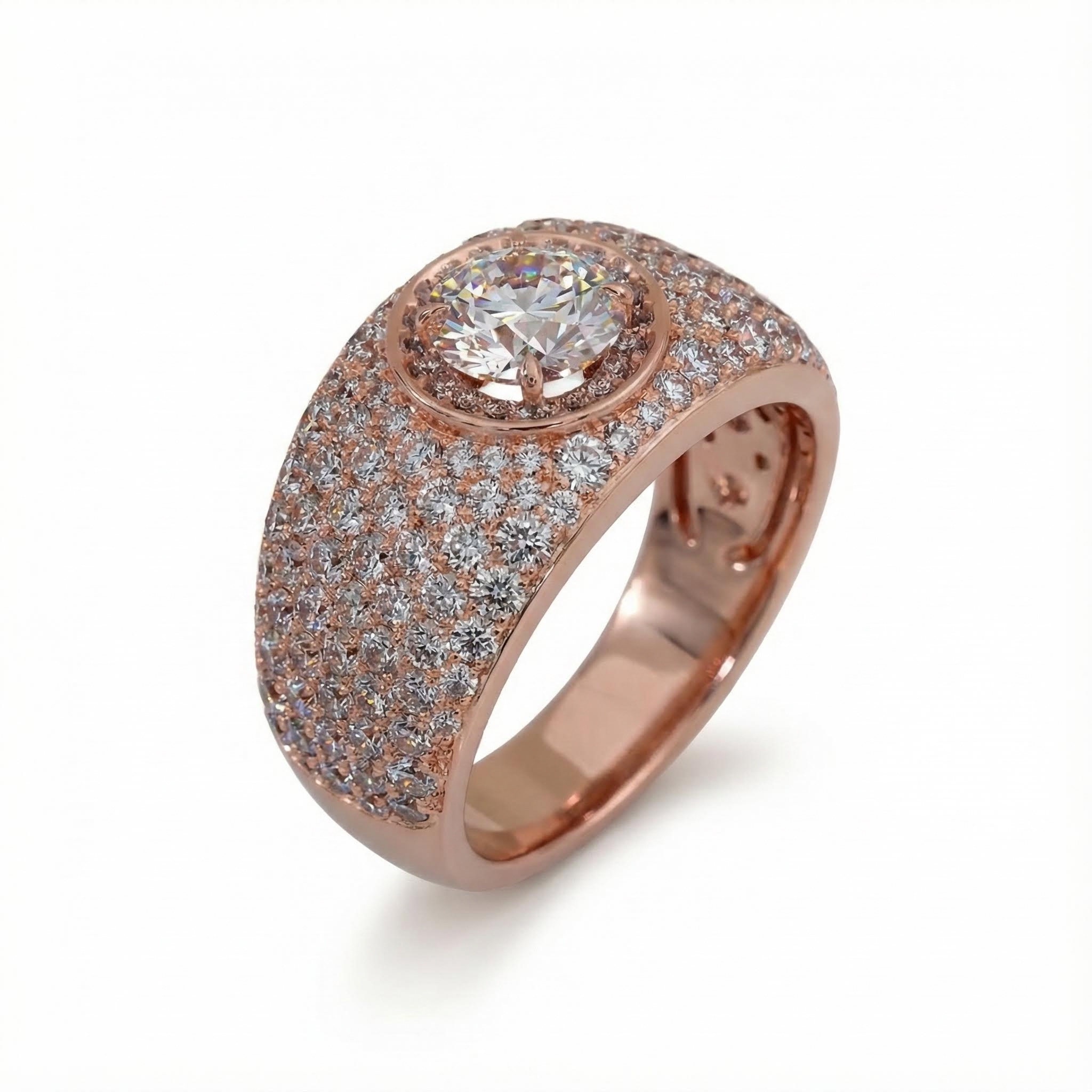 Round Cut VVS Moissanite Pave Engagement Ring Round Cut VVS Moissanite Pave Engagement Ring