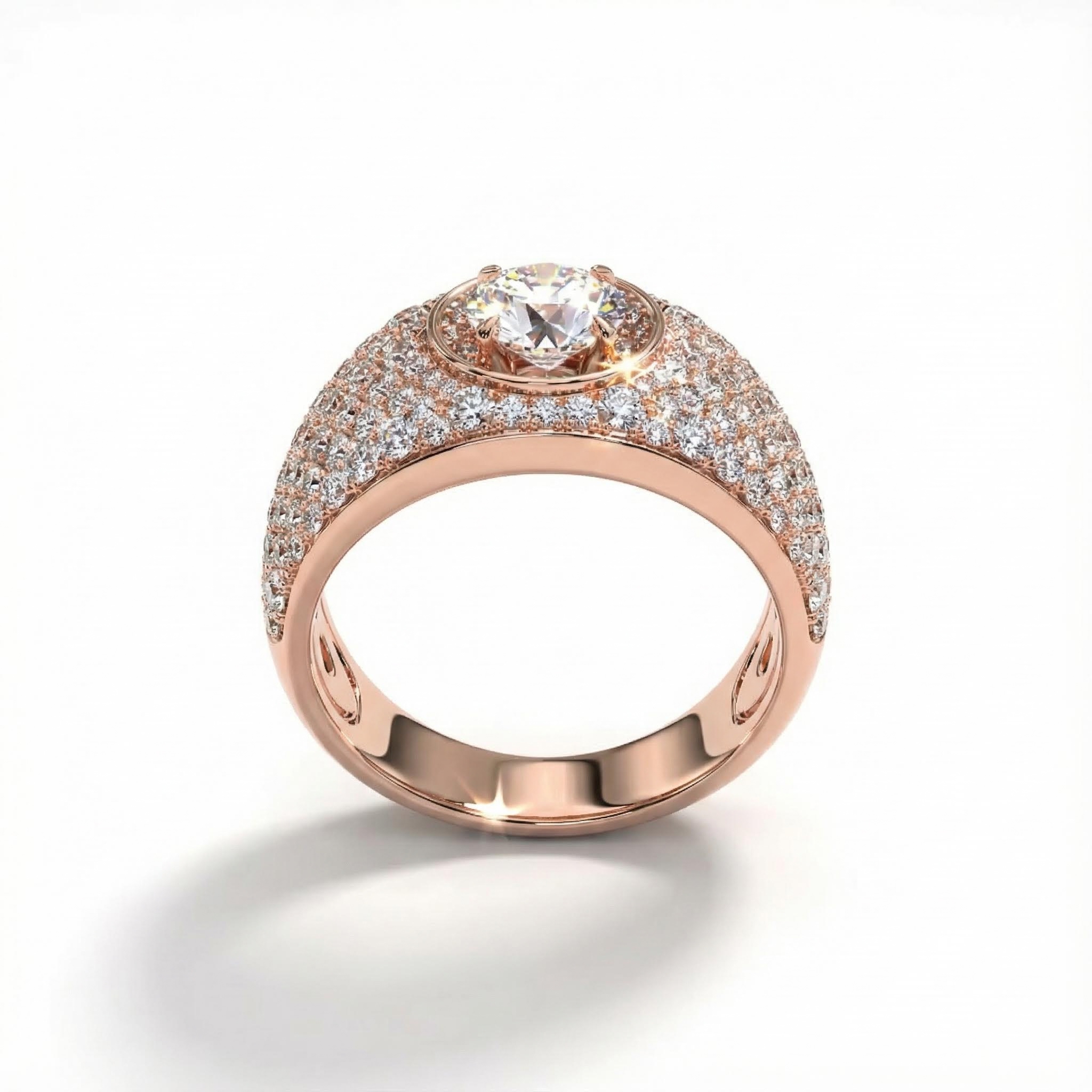 Round Cut VVS Moissanite Pave Engagement Ring Round Cut VVS Moissanite Pave Engagement Ring