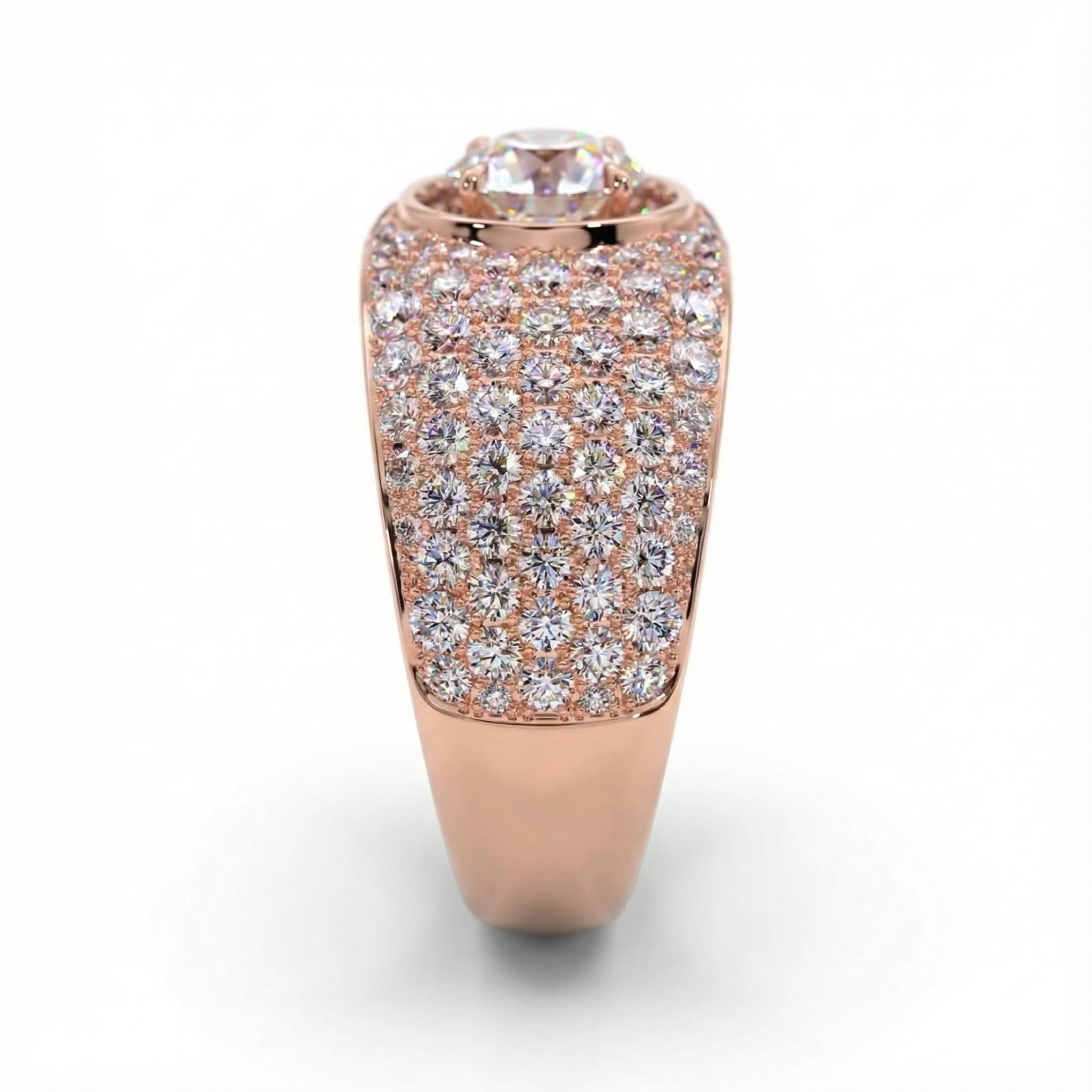 Round Cut VVS Moissanite Pave Engagement Ring Round Cut VVS Moissanite Pave Engagement Ring