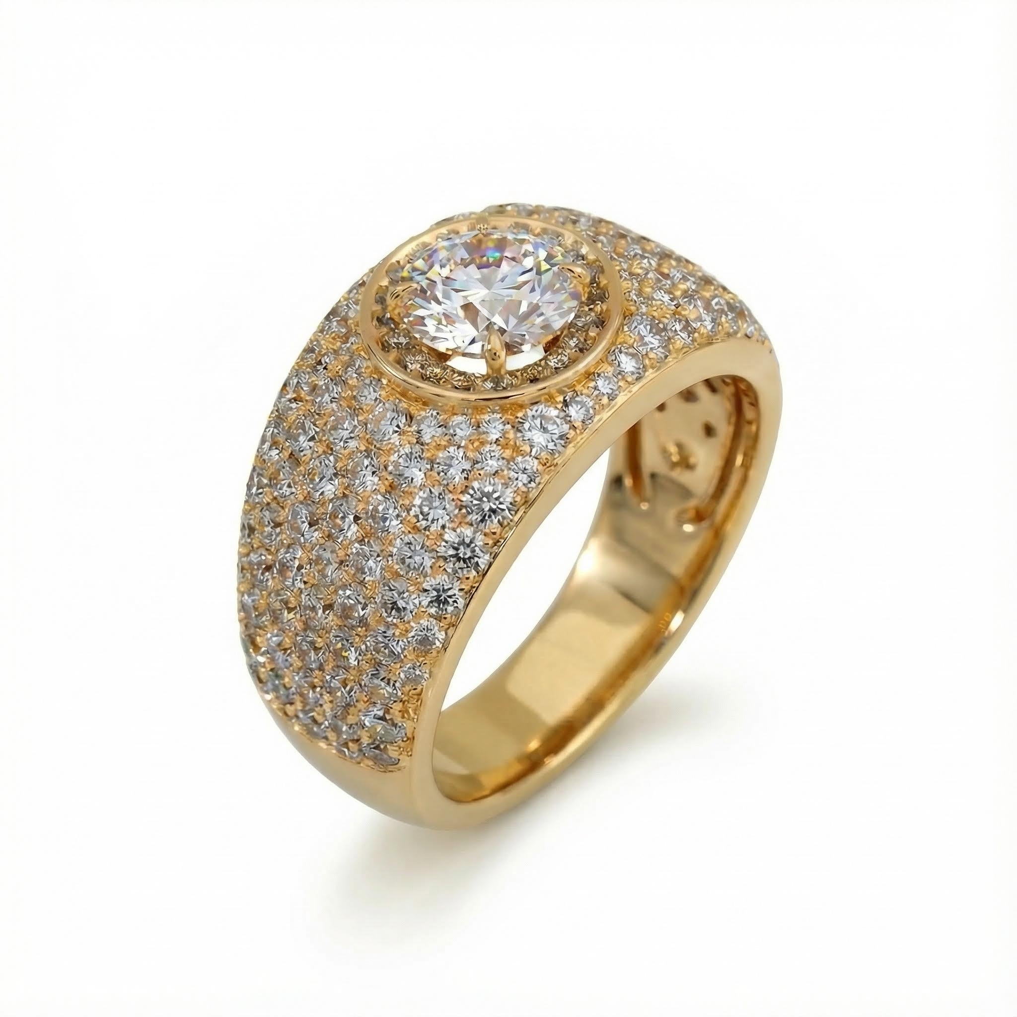 Round Cut VVS Moissanite Pave Engagement Ring Round Cut VVS Moissanite Pave Engagement Ring