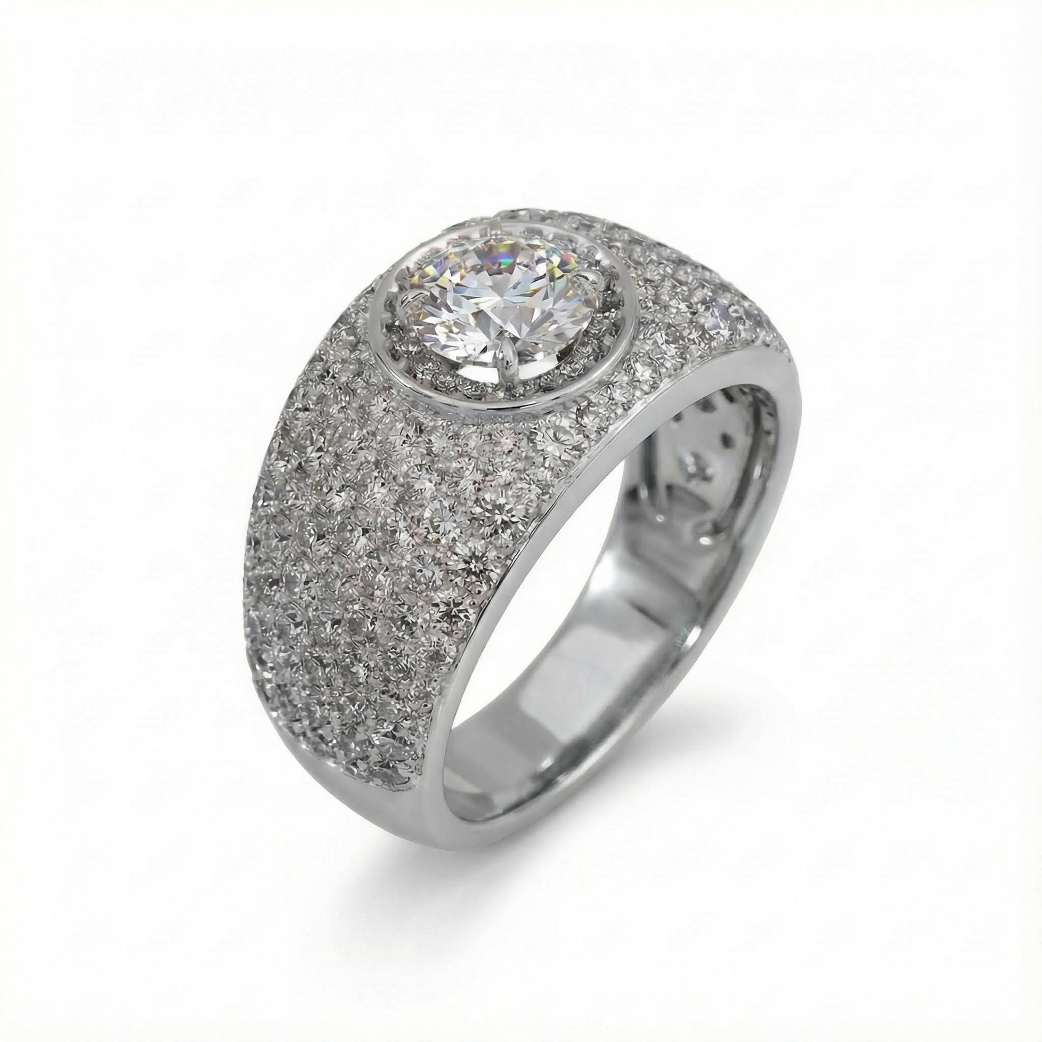 Round Cut VVS Moissanite Pave Engagement Ring Round Cut VVS Moissanite Pave Engagement Ring