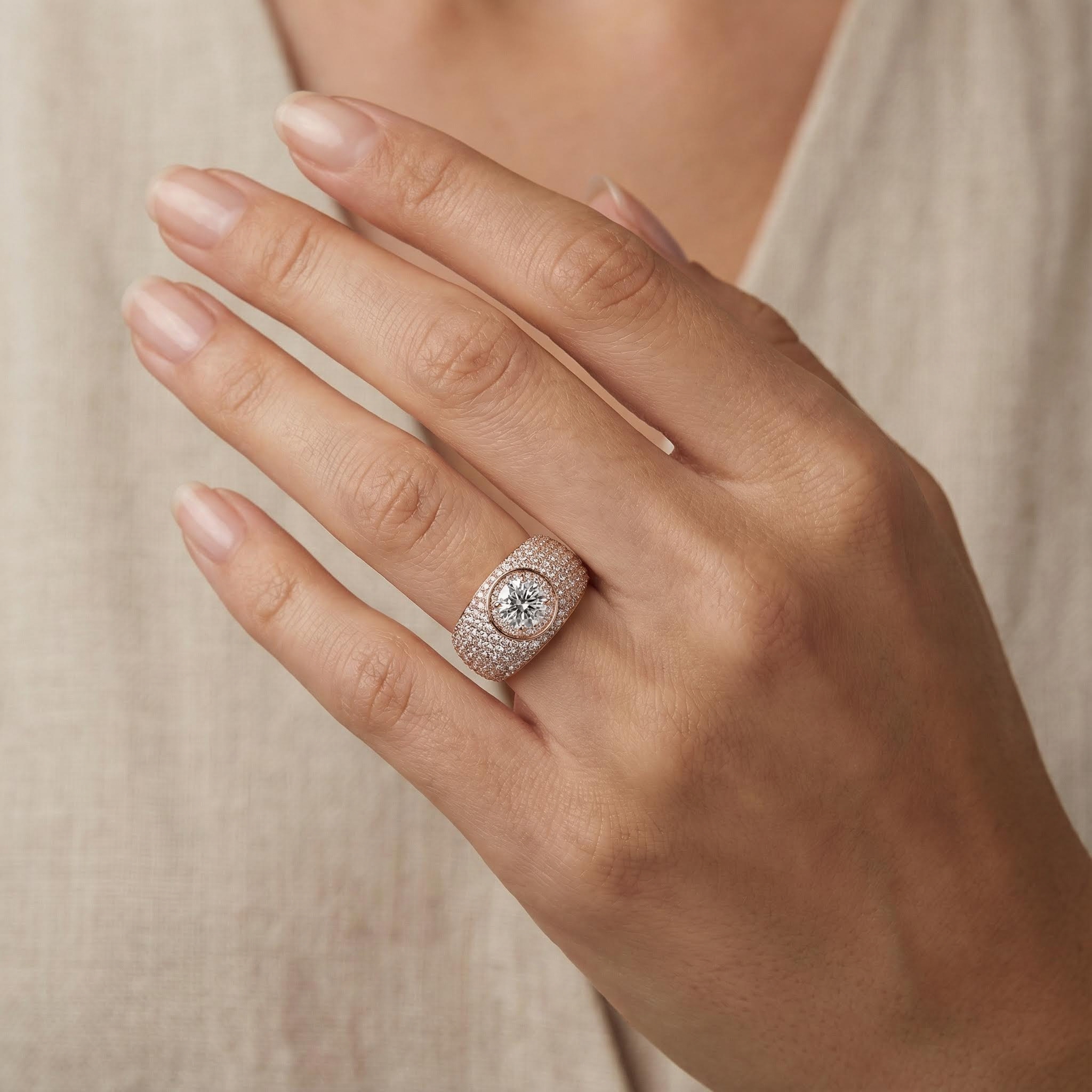 Round Cut VVS Moissanite Pave Engagement Ring Round Cut VVS Moissanite Pave Engagement Ring