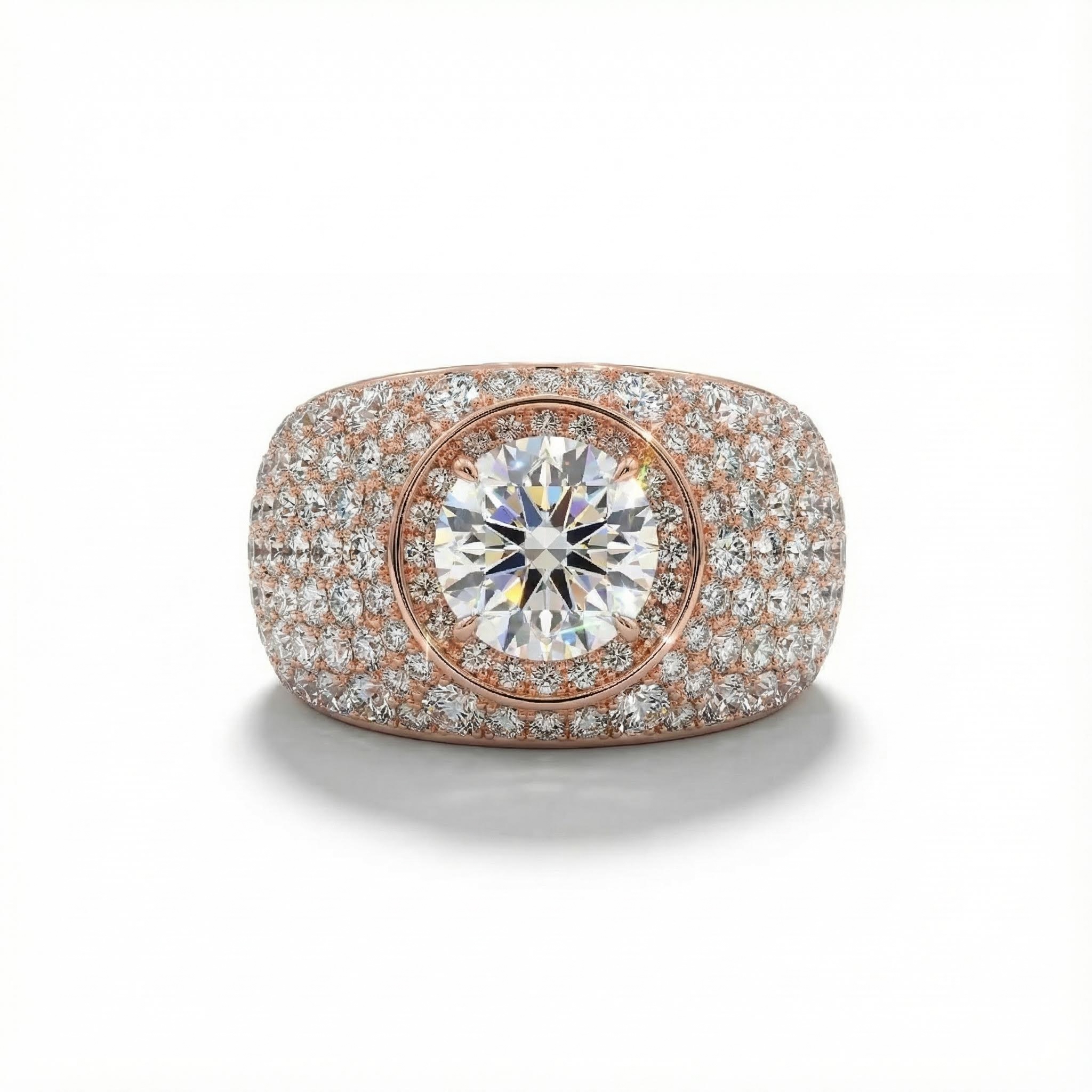 Round Cut VVS Moissanite Pave Engagement Ring Round Cut VVS Moissanite Pave Engagement Ring