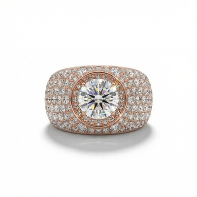 Round Cut VVS Moissanite Pave Engagement Ring