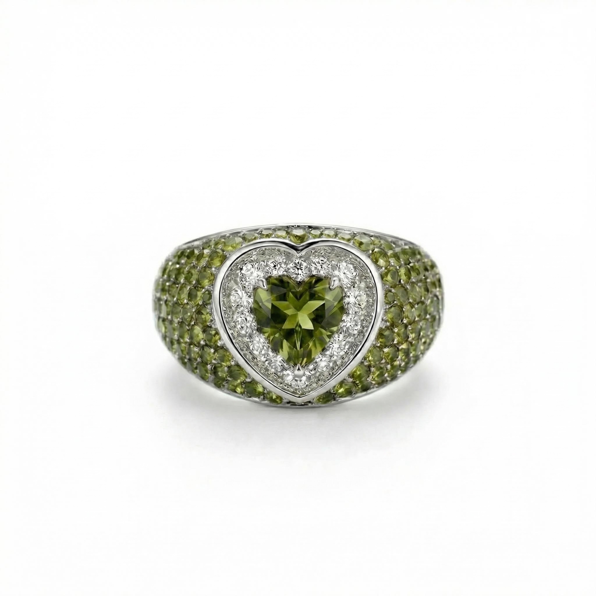 2.73ct TCW S925 Silver Heart Cut Pink Diamond Pave Engagement Ring