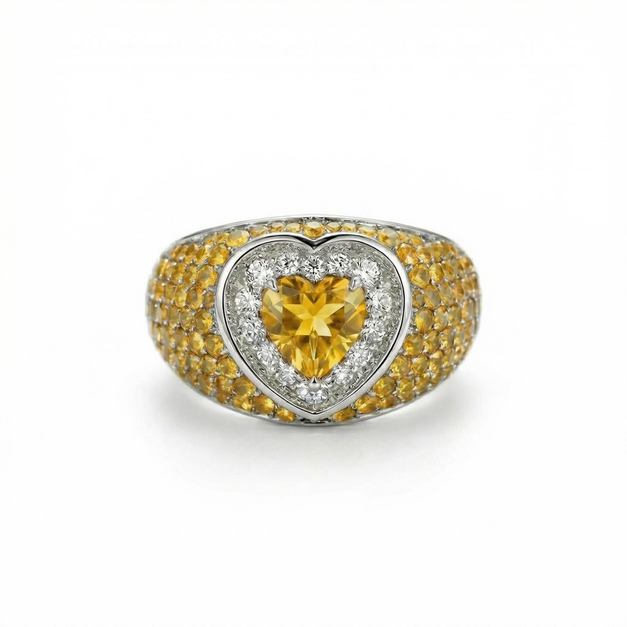 2.73ct TCW S925 Silver Heart Cut Pink Diamond Pave Engagement Ring