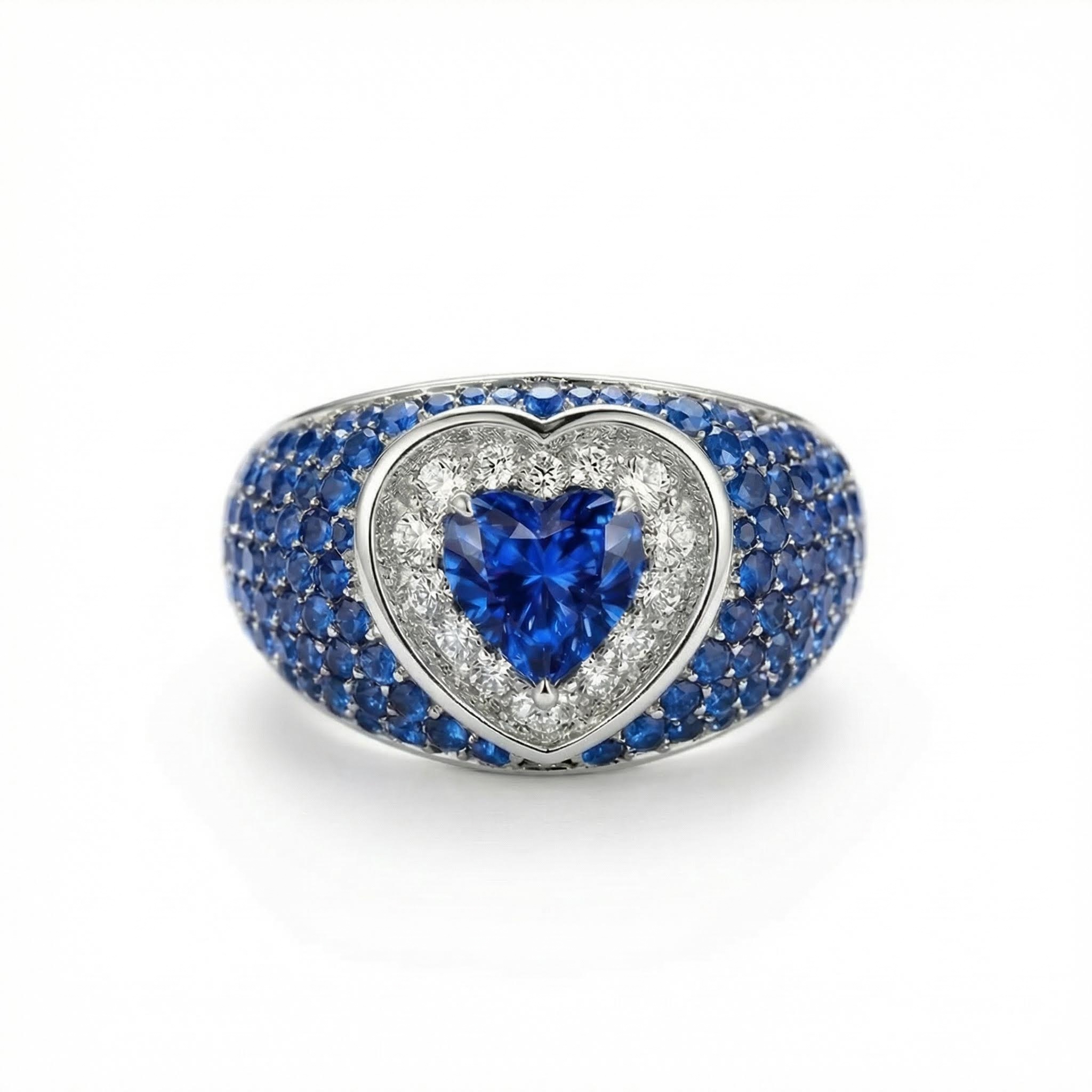 2.73ct TCW S925 Silver Heart Cut Pink Diamond Pave Engagement Ring