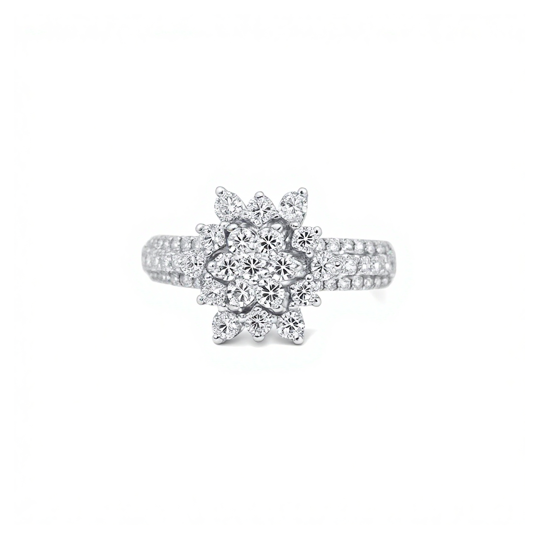 Round Cut VVS Moissanite Cluster Engagement Ring