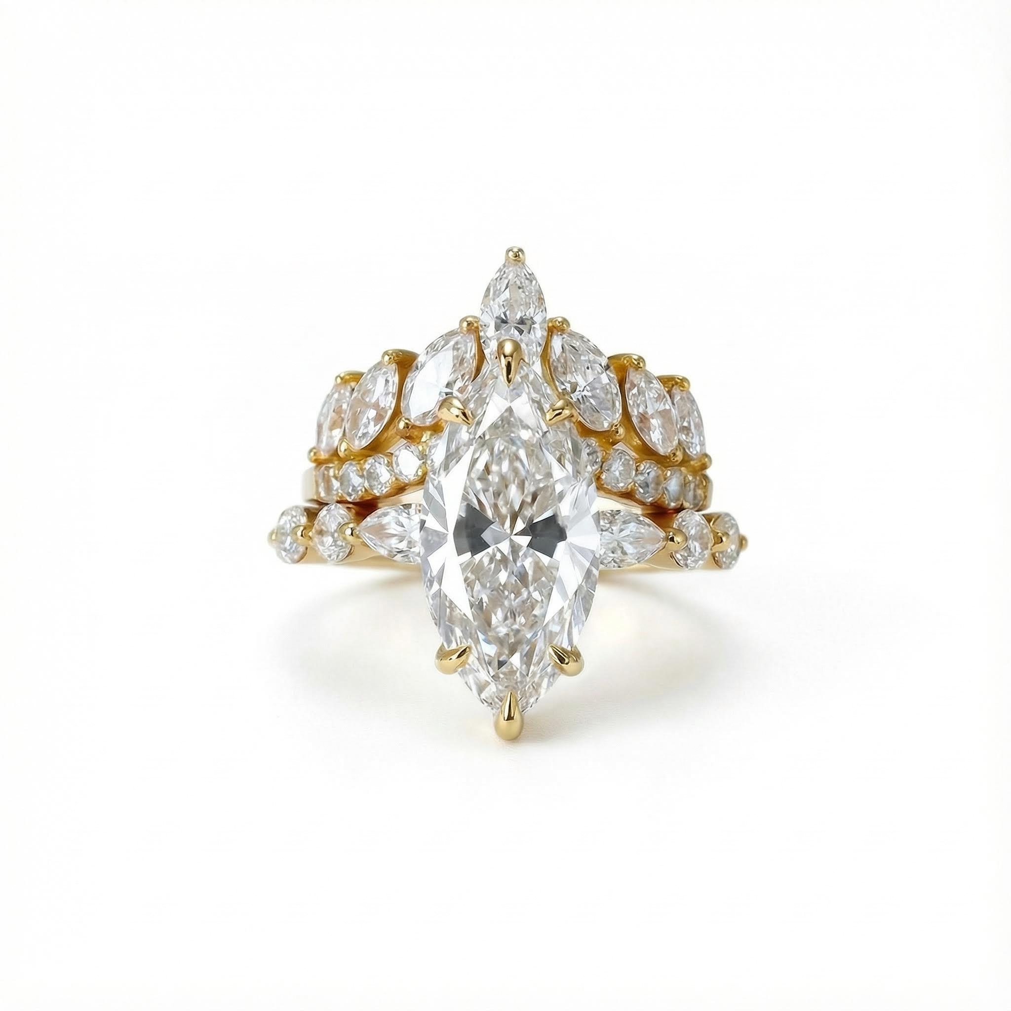 Marquise Cut VVS Moissanite Engagement Ring Set