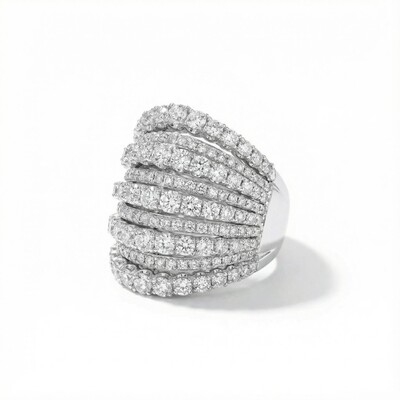 Round Cut VVS Moissanite Multi Row Diamond Ring