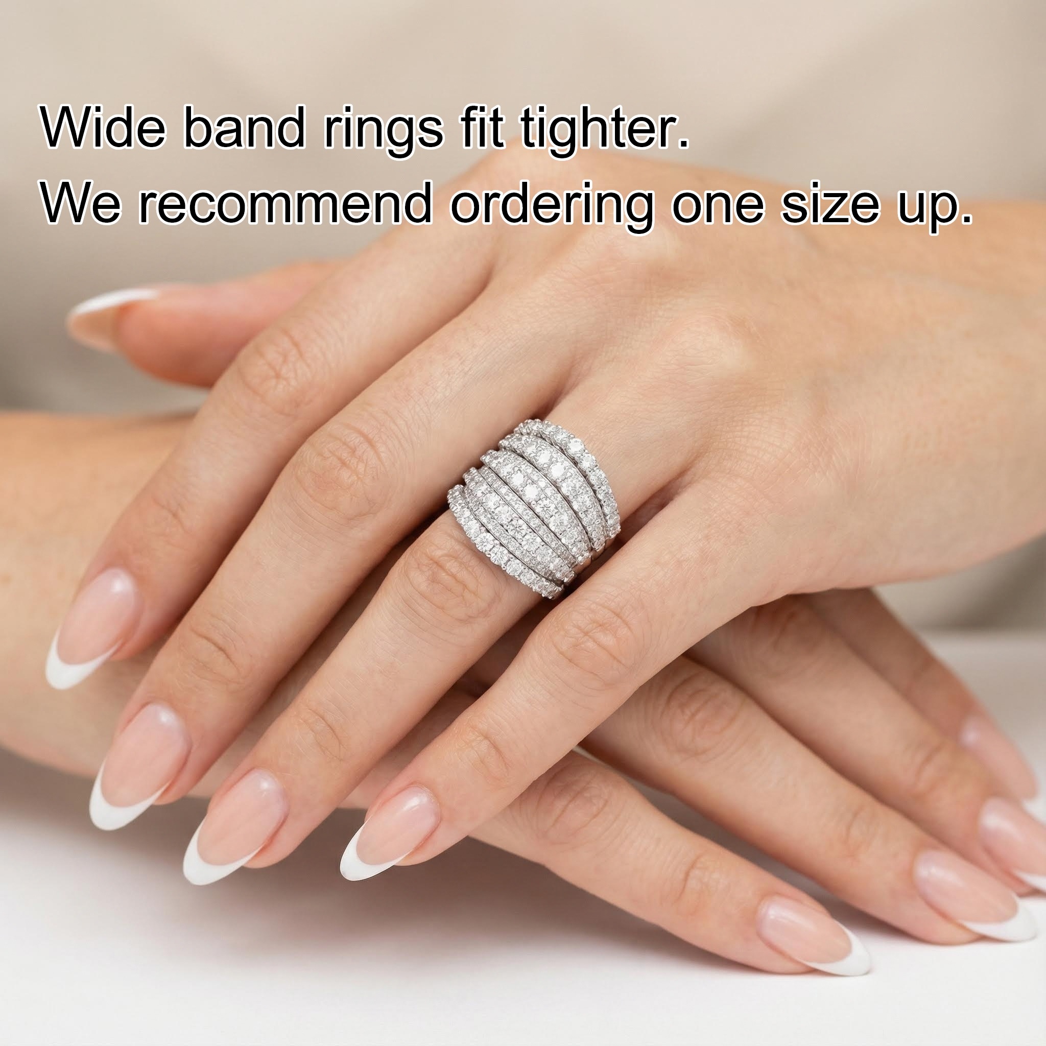 2.5CT Round Cut VVS Moissanite Multi Row Diamond Ring